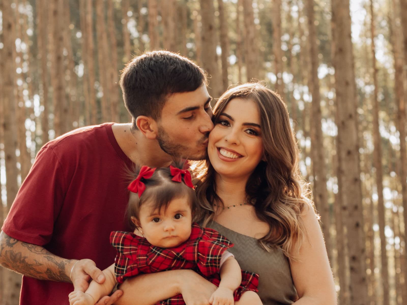 A young family together outdoors